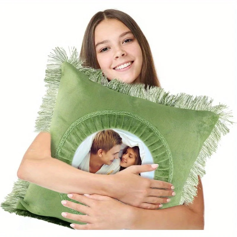 1Pc Sublimation Pillow Cases 22x18 Inch Soft Velvet Invisible Zipper Heart Shape for DIY Heat Transfer Printing No Inserts