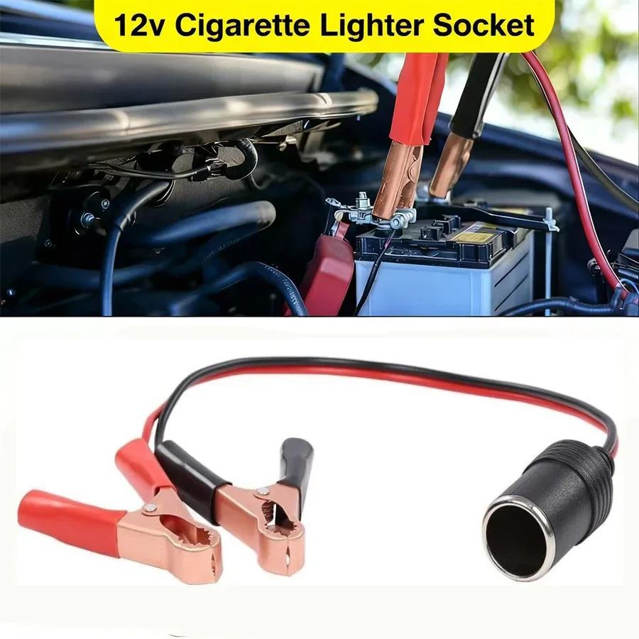 

Universal Cigarette Lighter Socket to Clip, 12V-24V Cigarette Lighter Female Socket to Clip Cable, Car Cigarette Lighter Female