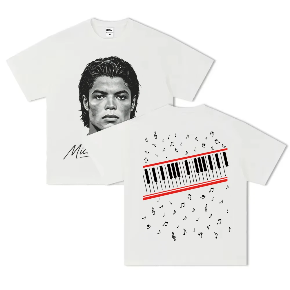 Summer Men's MJ Michael Jackson Printed Cotton Neutral O-Neck Short Sleeve Men's and Women's Fashion Hip Hop T-shirt Fan Gift