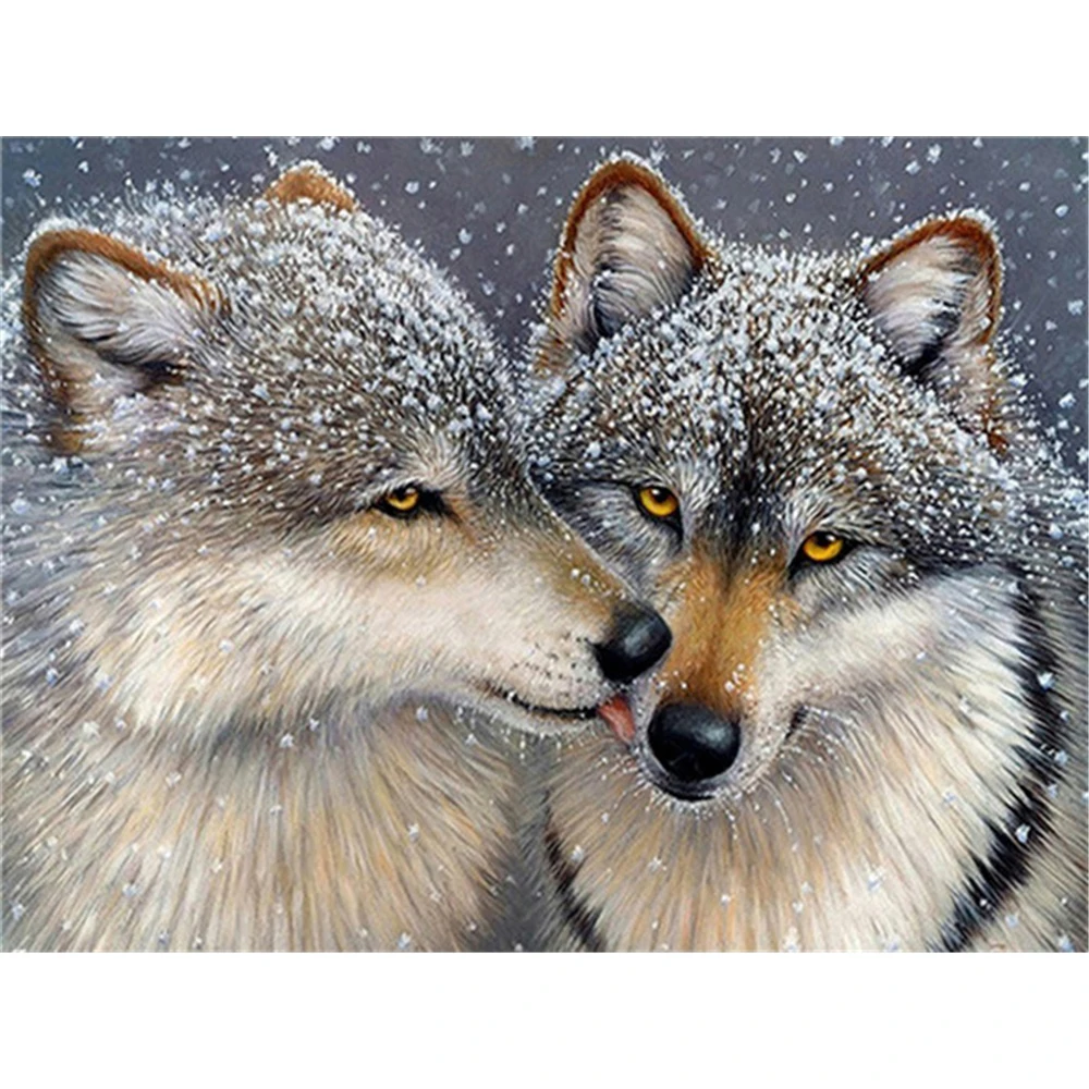 Snow Wolf DIY 11CT Cross Stitch Kits Craft Needlework Set Printed Canvas Cotton Thread Home Decoration Room