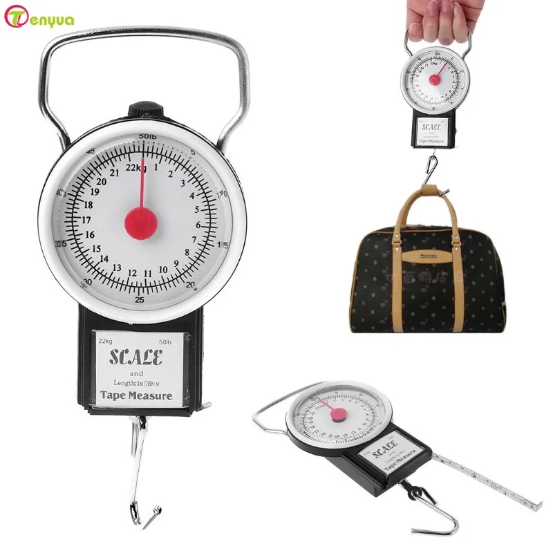 50LB Tragbare mechanische Zifferblattwaage zum Aufhängen/Fisch/Gepäck/Küchenwaage, Hängehaken, Mehrzweckwaage für W/Maßband