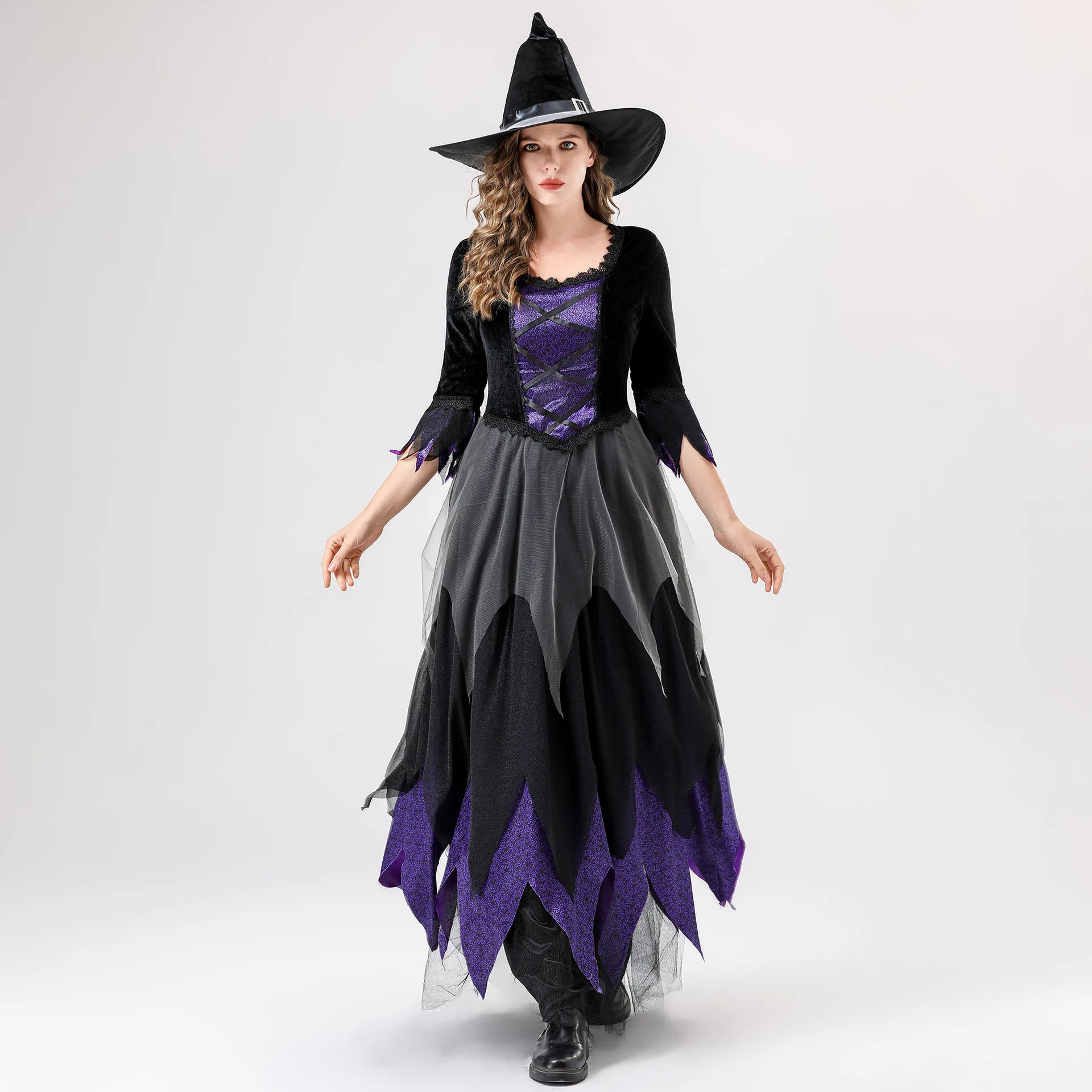 

S-XXL Witch Costume Stage Performance Witch COS Costume Ladies Witch Costume Uniform Halloween Costume