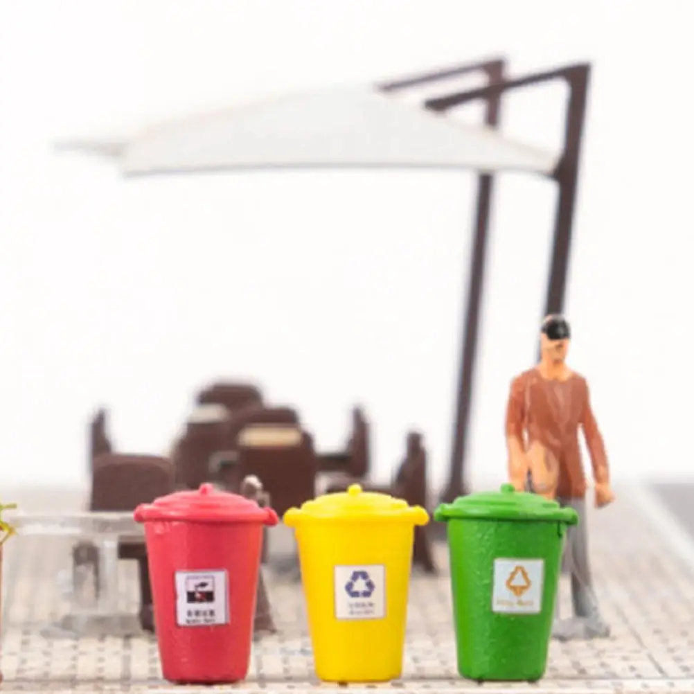 5Pcs Mini Garbage Can Creative Small Waste Bin Ornament Mini House Sand Table Decor Desktop Micro Landscape Accessory