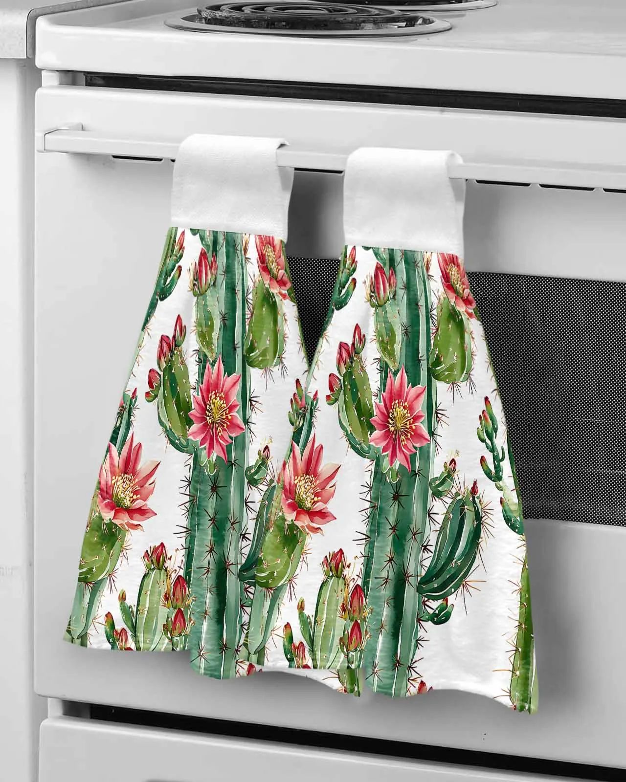 

Watercolor Succulent Cactus Bathroom Hand Towel Kitchen Tools Absorbent Custom Hanging Wipe Soft Hand Cloth