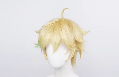 Ensemble Stars Harukawa Sora Golden Green Mixed Short Cosplay Heat Resistant Synthetic Hair Halloween Party Carnival + Wig Cap