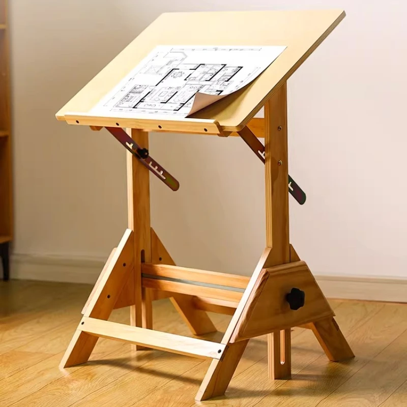 Drawing Table Solid Wood Adjustable Easel Desk Lifting Art Workbench Angle Adjustable Painting Desk for Studio Home