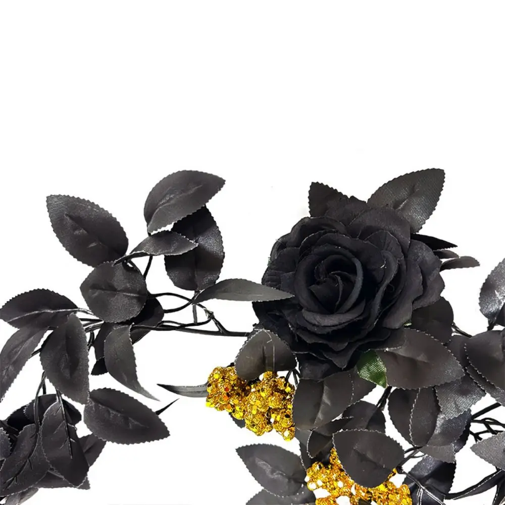 Realistic Halloween Rose Leaf Vines Plastic 175cm Artificial Rose Vines Simulated Rose Scene Layout