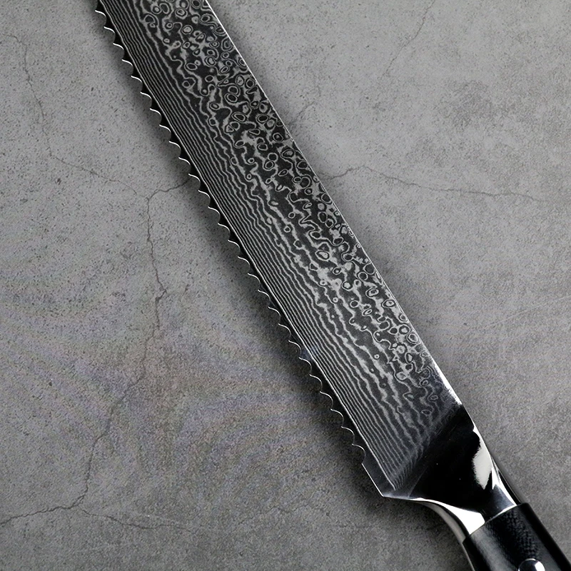 SW Handmade Damascus Steel Bread Knife 67 Layer Professional Kitchen Cutting baking Tools G10 Handle Gifts Presents 8 inch 2024