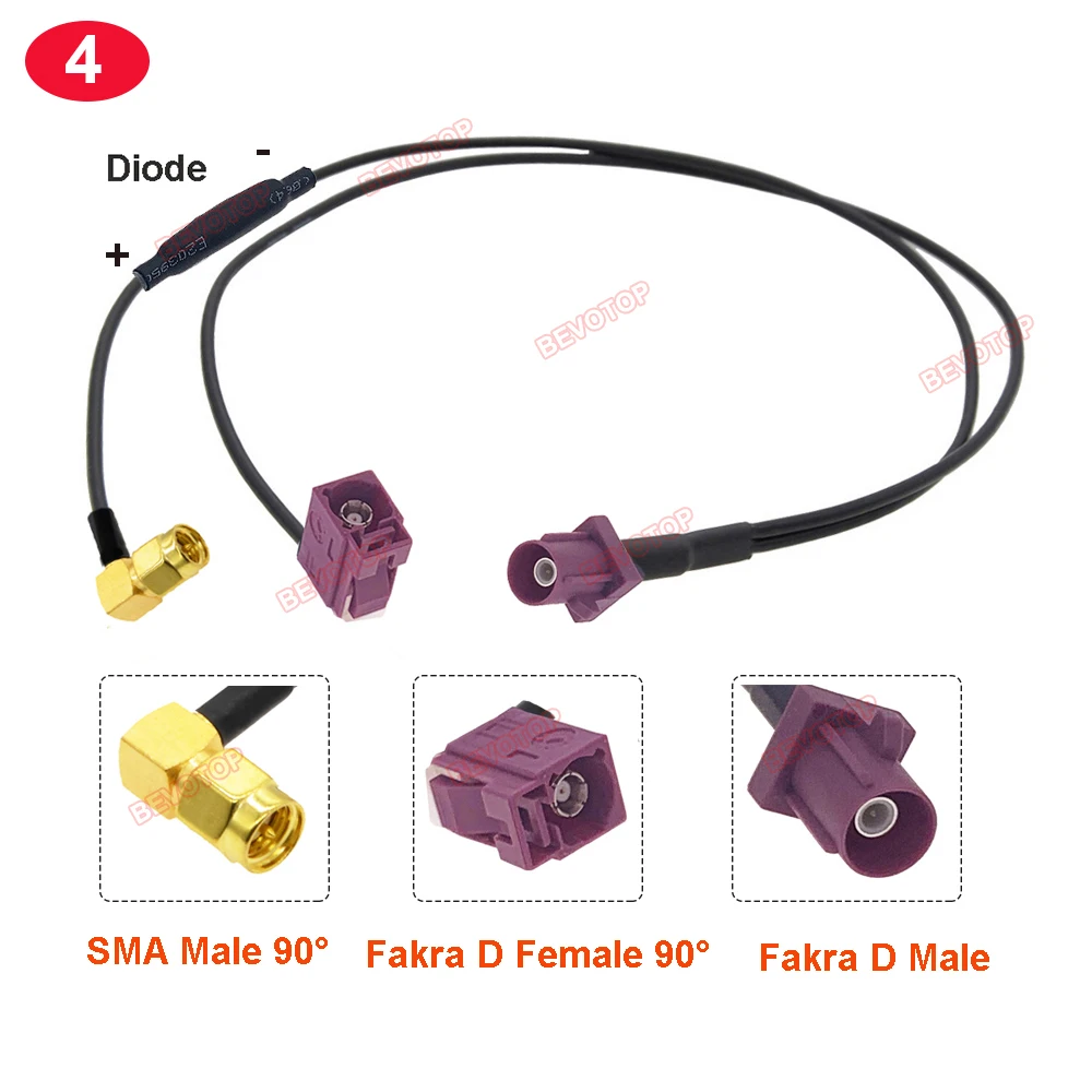 Imagem -05 - tipo Cabo Divisor Pigtail Plugue Macho y Macho Fêmea para Sma Rg174 Fakra d 10 Pcs por Lote y