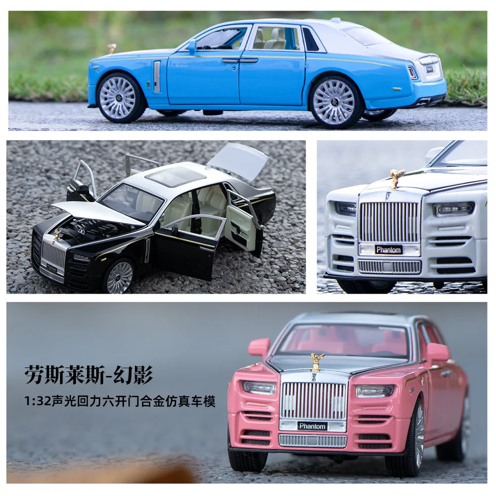 1:32 Eighth generation Rolls Royce Phantom Simulation Diecast Metal Alloy Model car Sound Light Pull Back Collection Kids Toy