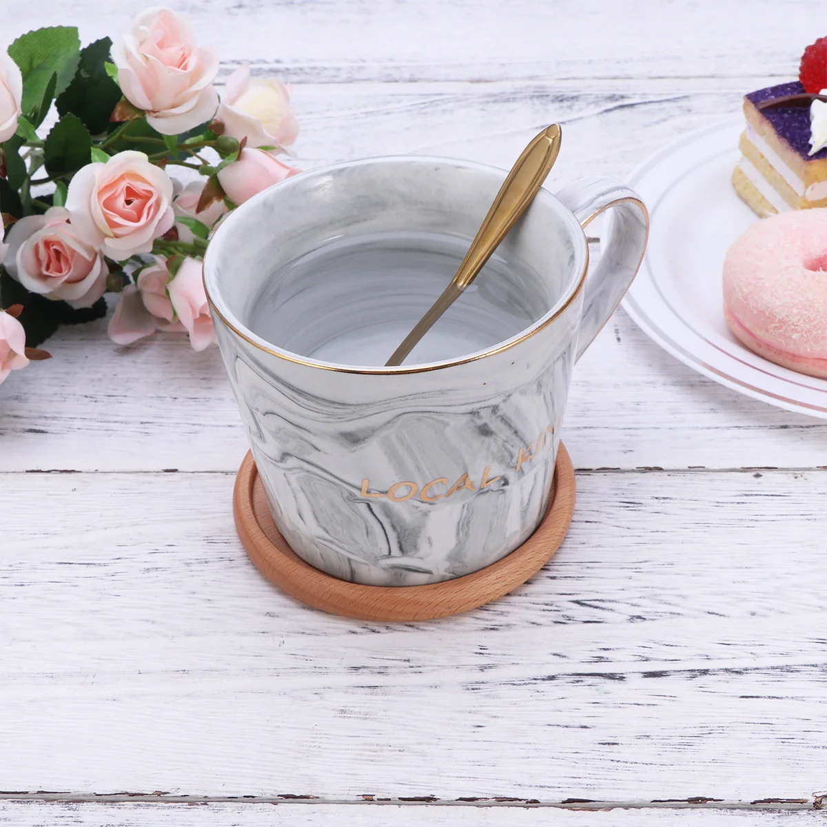 

4 pcs Wooden Coasters Round Beech Cup Mat Natural Grain Insulation Pad For Mug Bowl Dishes Home Kitchen Bar 10X10Cm