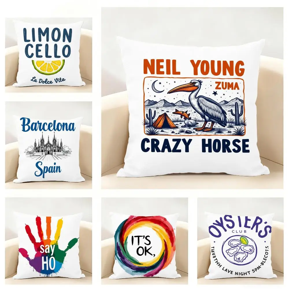 Fashionable Hand-painted Minimalist Prints Cushion Cover Linen Pillowcase Soft  for Sofa Bed Home Room Decor