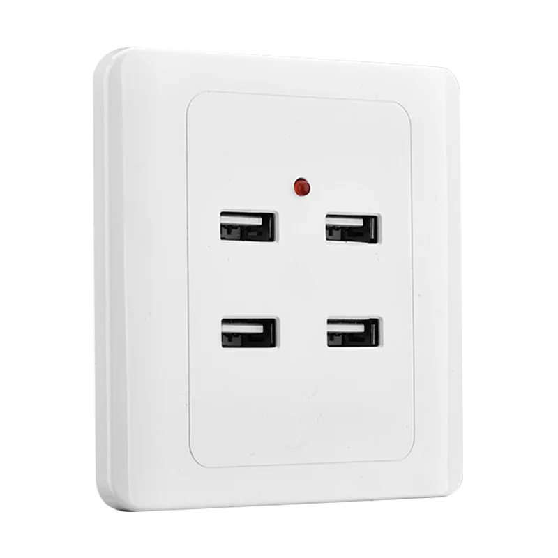 مقبس حائط USB عالمي، غرفة نوم مدمجة/بدلة مينغ 4 منافذ مقبس USB، مع ضوء LED، مقبس شحن الهاتف المحمول 2.1A #6
