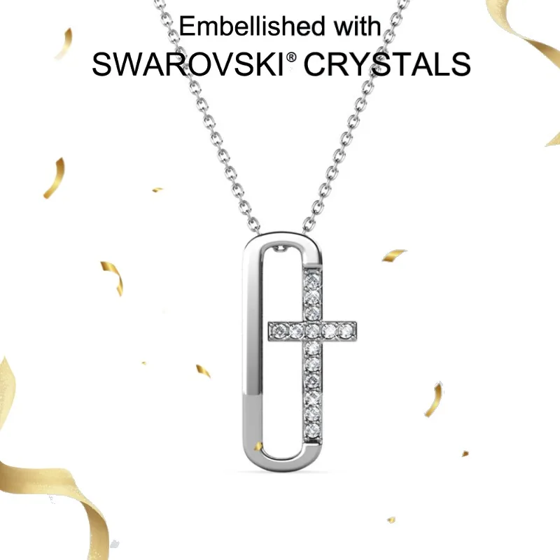 

Daisini из стерлингового серебра 925 пробы с геометрическим крестом, индивидуальный дизайн, ожерелье с кристаллами Сваровски для женщин и мужчин, ювелирные изделия