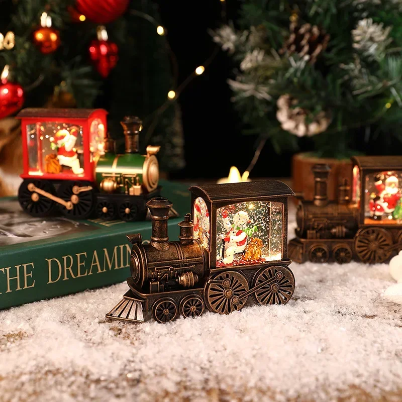 

Christmas Gift Santa Claus Snowman Eve Music Box Train Crystal Ball Ornaments Table Decoration