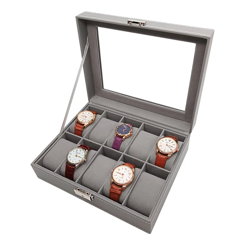 

Luxury 10-slot Leather Watch Box for Displaying and Organizing Your Collection of Timepieces Premium Leather Watch Box Display