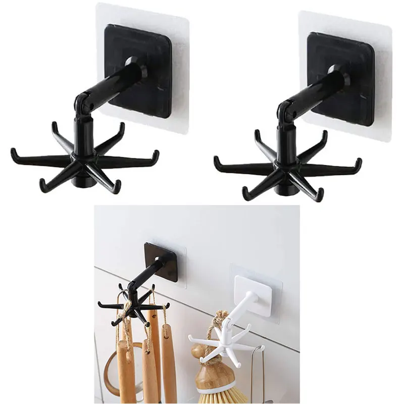 

Kitchen Hook Organizer Multi-Purpose Hooks 360 Degrees Rotated Rotatable Rack for Storage Kitchen Bathroom Hook Up Storage Rack