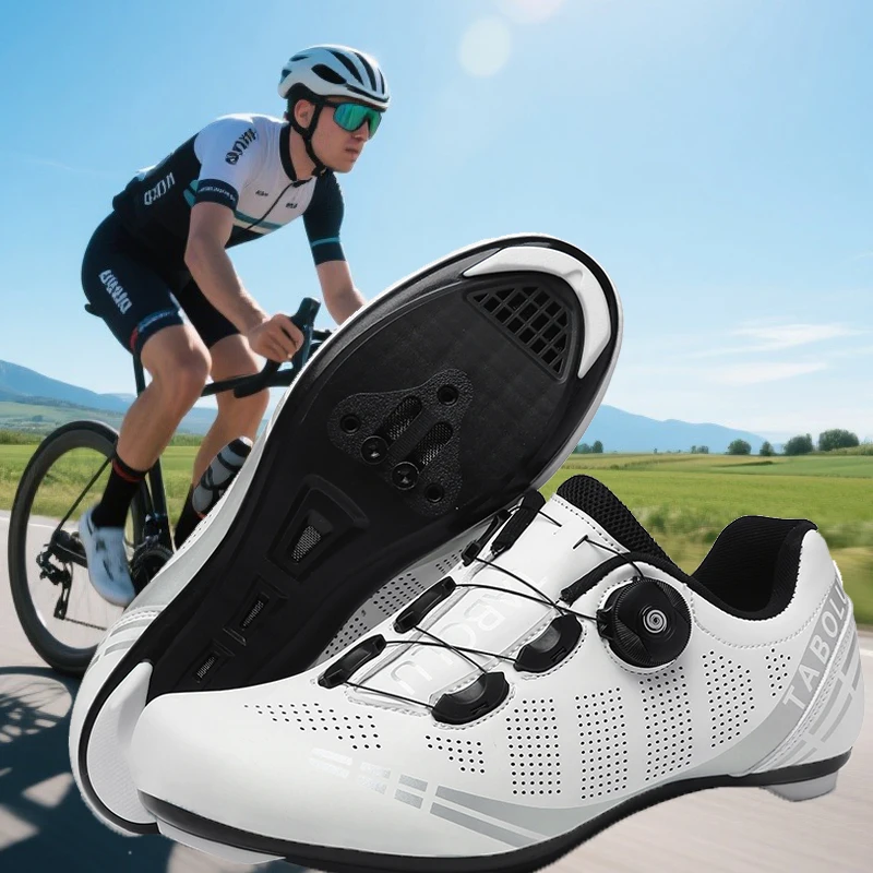 

Cycling Sneaker Men Professional HotSelling Women Cleat Speed Road Bicycle Shoes Self-Locking Pedal Non-slip Bicycle Shoes White