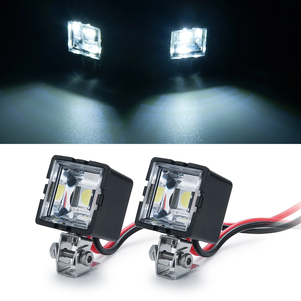 MIBIDAO 1 Pair LED Lights Headlights Spotlight for TRX4 TRX6 Axial SCX10 Wraith 1/10 RC Crawler Car Model Upgrade Parts