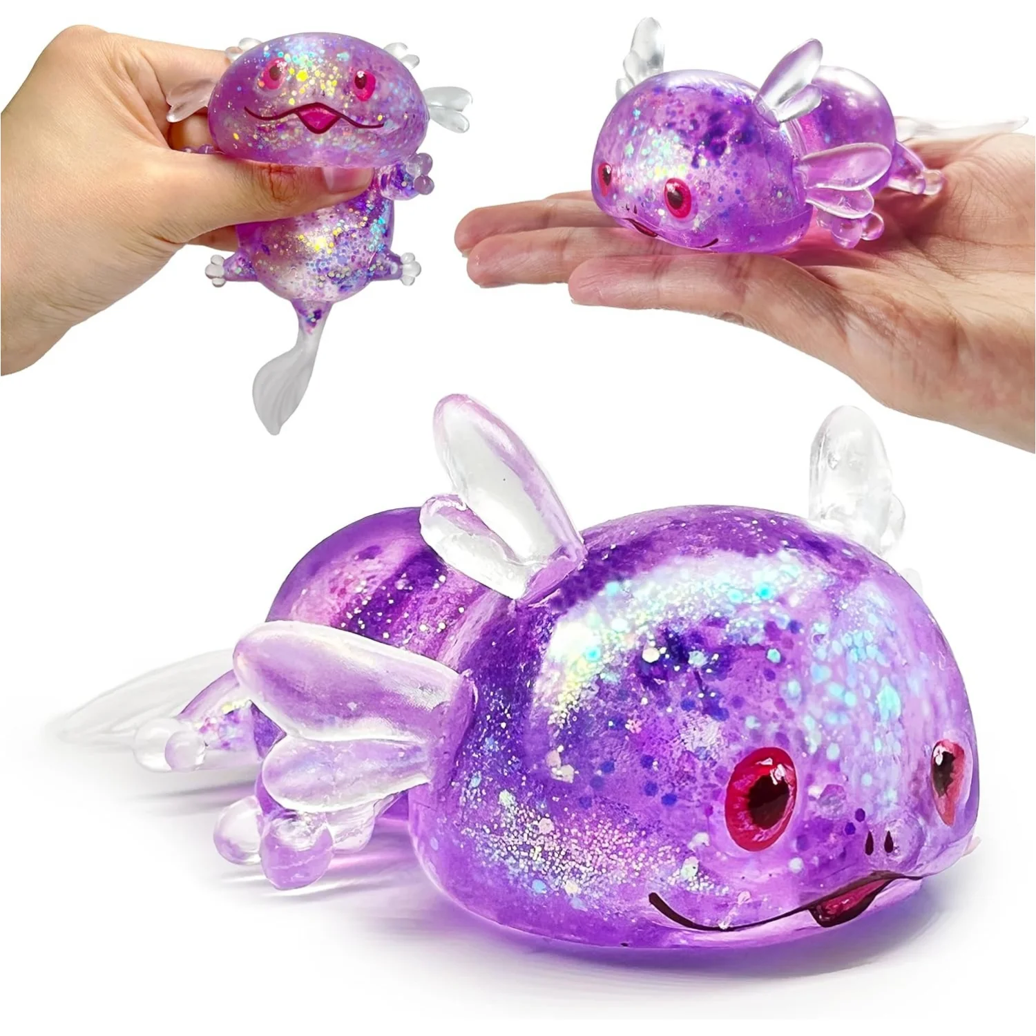

Glitter Axolotl Stress Relief Ball Sensory Fidget Toy Cute Squeeze Animal Toy for Adults Kids Classroom Birthday Party Gift