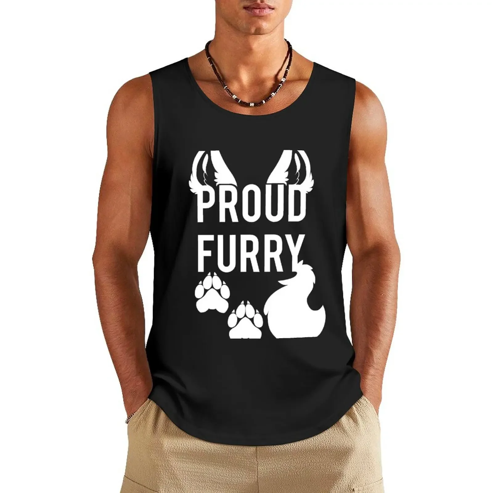 

PROUD FURRY Майка Спортивная одежда Мужские майки без рукавов Мужская футболка для спортзала Мужская