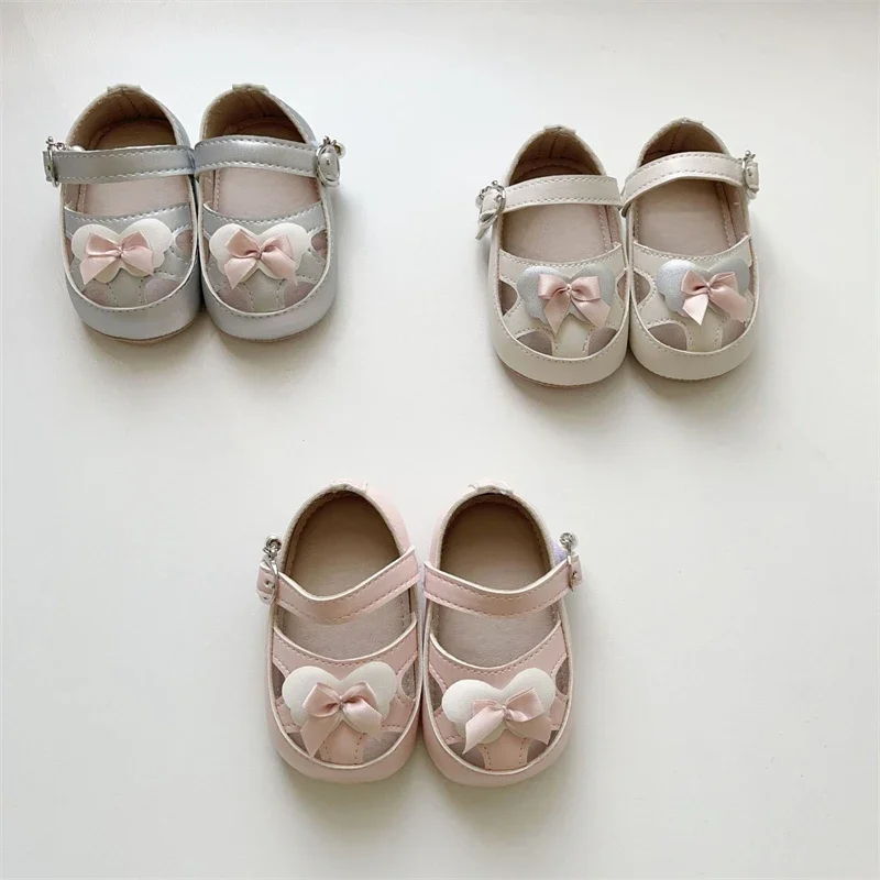 Summer Baby Girls Sandals Comfortable Newborn Infant Casual Walking Shoes Soft Sole Toddler Kids Cut-outs Bow Princess Shoes
