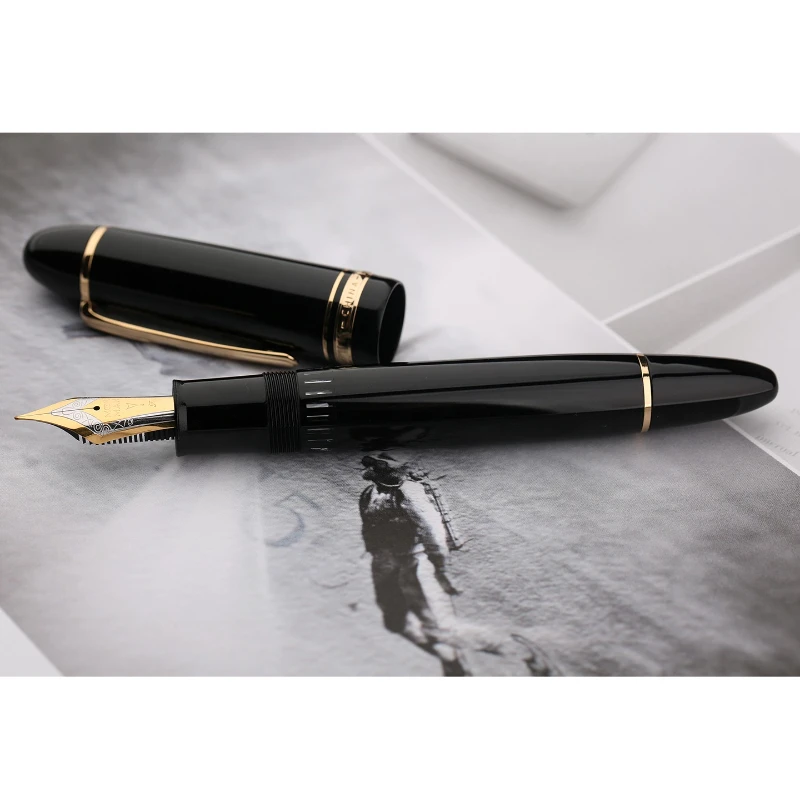 

New MAJOHN P141 149 All Copper Piston Fountain Pen No.8 F/M Nib with View Ink Window Luxury Writing Gift Pen Office Supplies