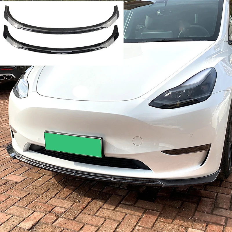 

3 Pcs Car Front Bumper Lip Deflector Lips Body Kit Spoiler Splitter Diffuser Protector Guard For Tesla Model Y Maxton 2020+