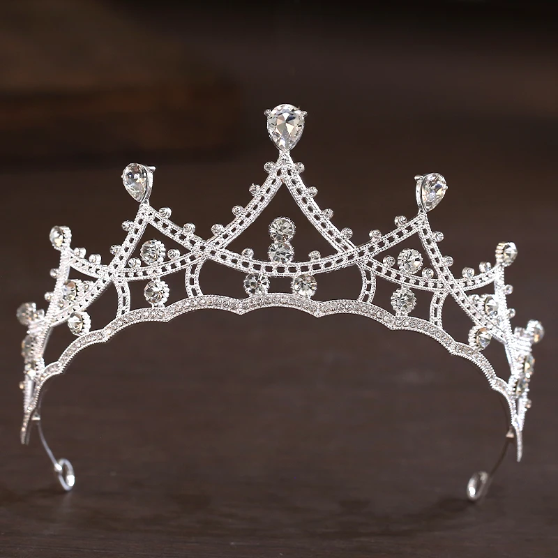 1 قطعة أنيقة فاخرة الفتيات كريستال تاج الزفاف موضة جديدة العروس الملكة رباطات الشعر مجوهرات اكسسوارات حفلة عيد ميلاد #3