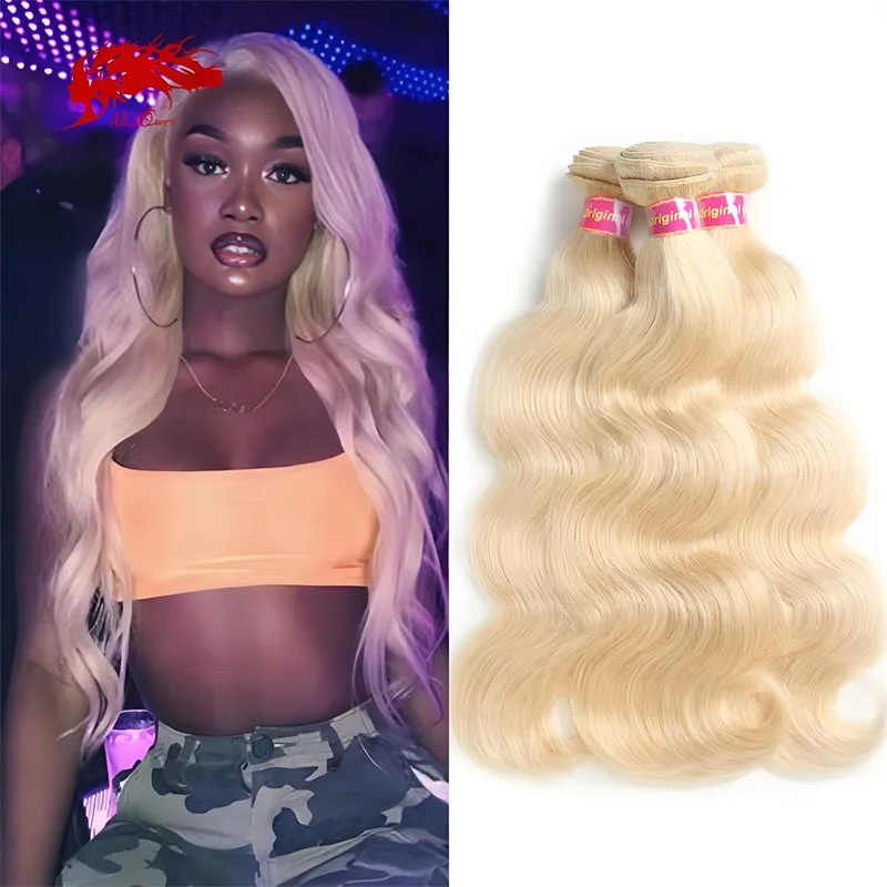 

Ali Queen Hair Virgin Hair Body Wave 613 Blonde bundles 100% Human Hair goddess braids With Double Drawn 8" ~ 30" Hair Weaving