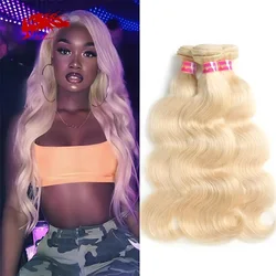 Ali Queen Hair Virgin Hair Body Wave 613 Blonde bundles 100% Human Hair goddess braids With Double Drawn 8