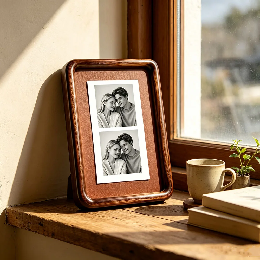 Rounded Corner Solid Wood Double Picture Frame 6 8 Inch Tabletop Wall Mount Photo Holder Couple Memory Home Decor Gift