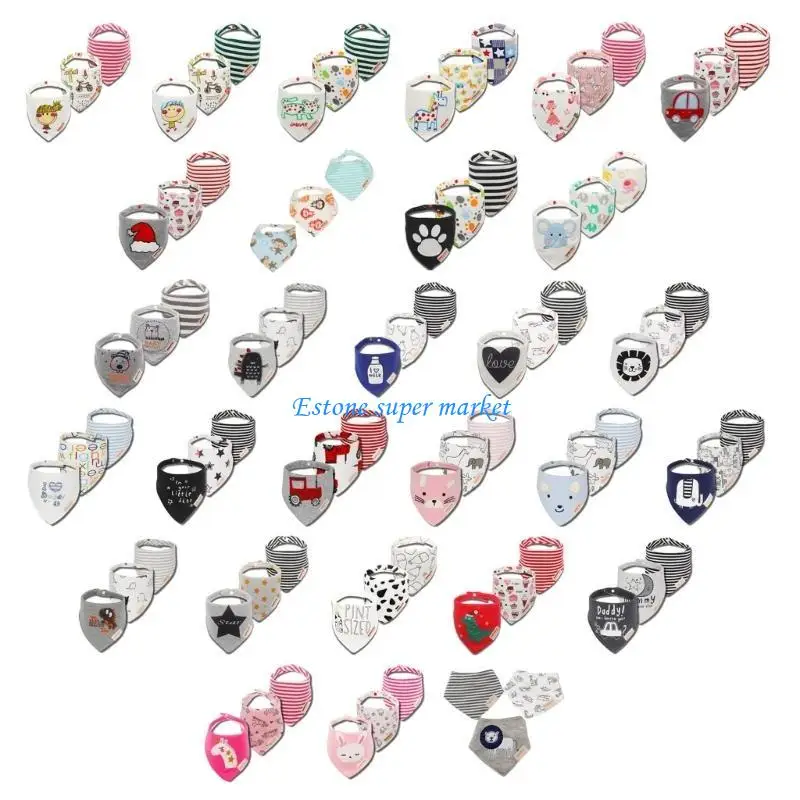 

090B Baby Bibs Printed Saliva Towel Feeding Bib Burp Cloths Boy Girl Bib Shower Gift