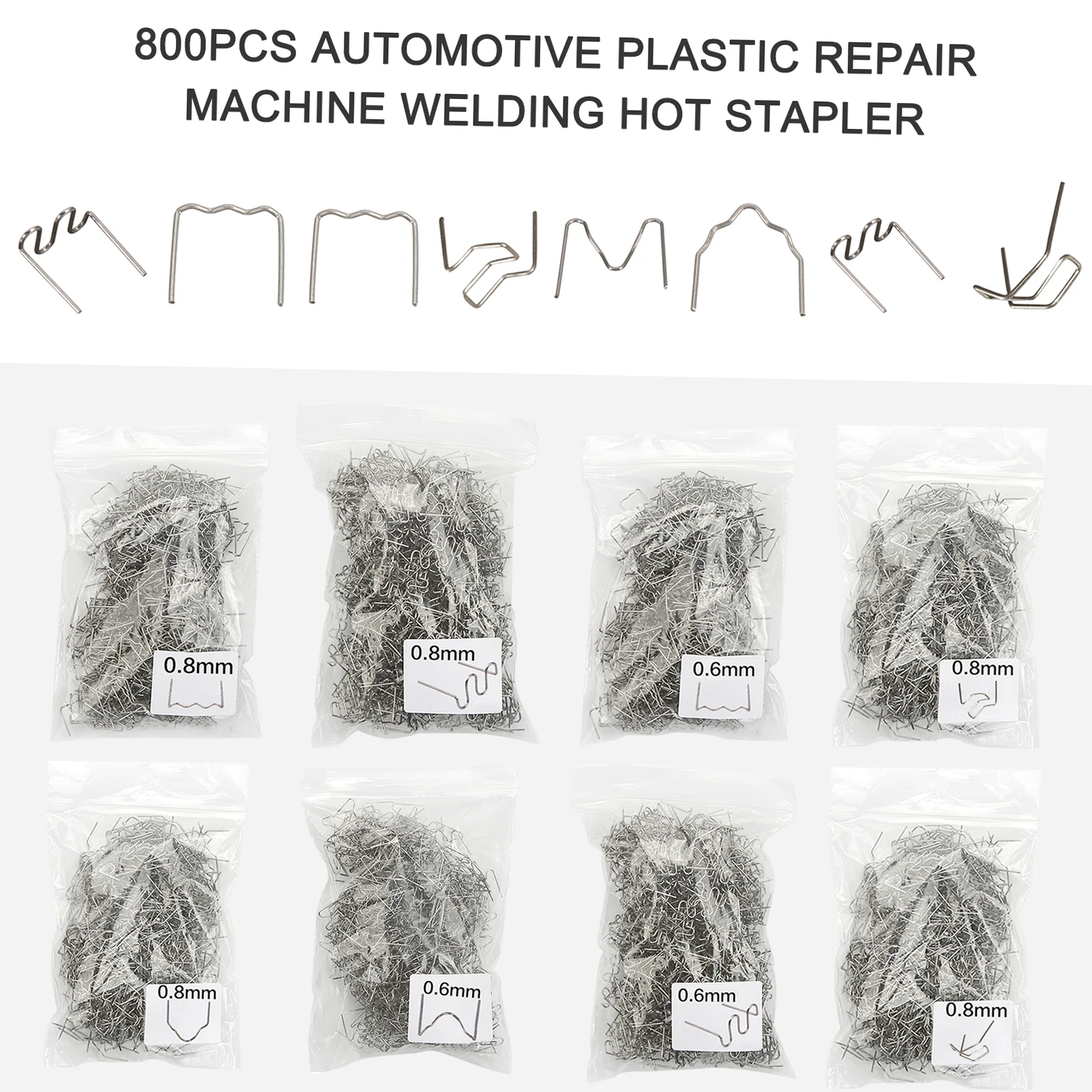 

800PCS Automotive Plastic Repair Standard Pre Cut Wave Staples Bumper Bodywork Repairs Machine Welding Hot Stapler All Cars