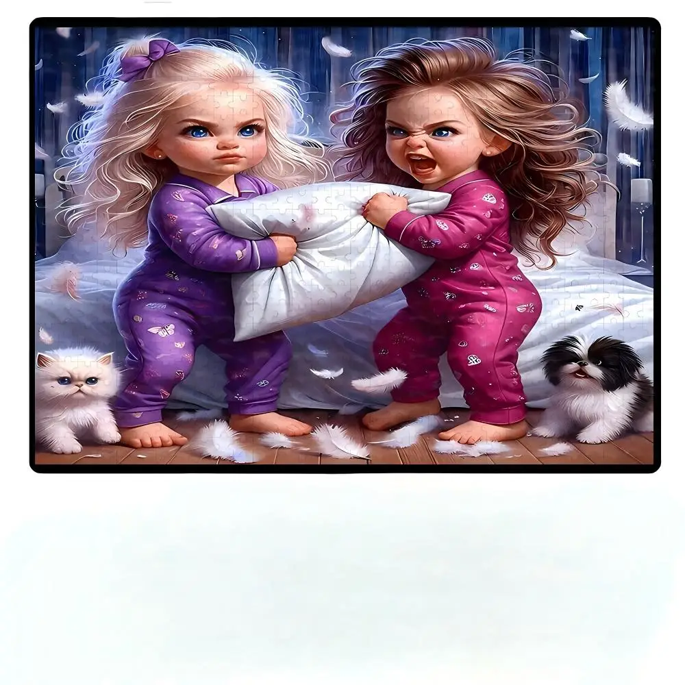 Quirky Cartoon Jigsaw Puzzle, Funny Old Ladies Holiday &Card Game, Kids Pillow Fight, Venice Town Puzzle 1000Pcs Home Decor Gift