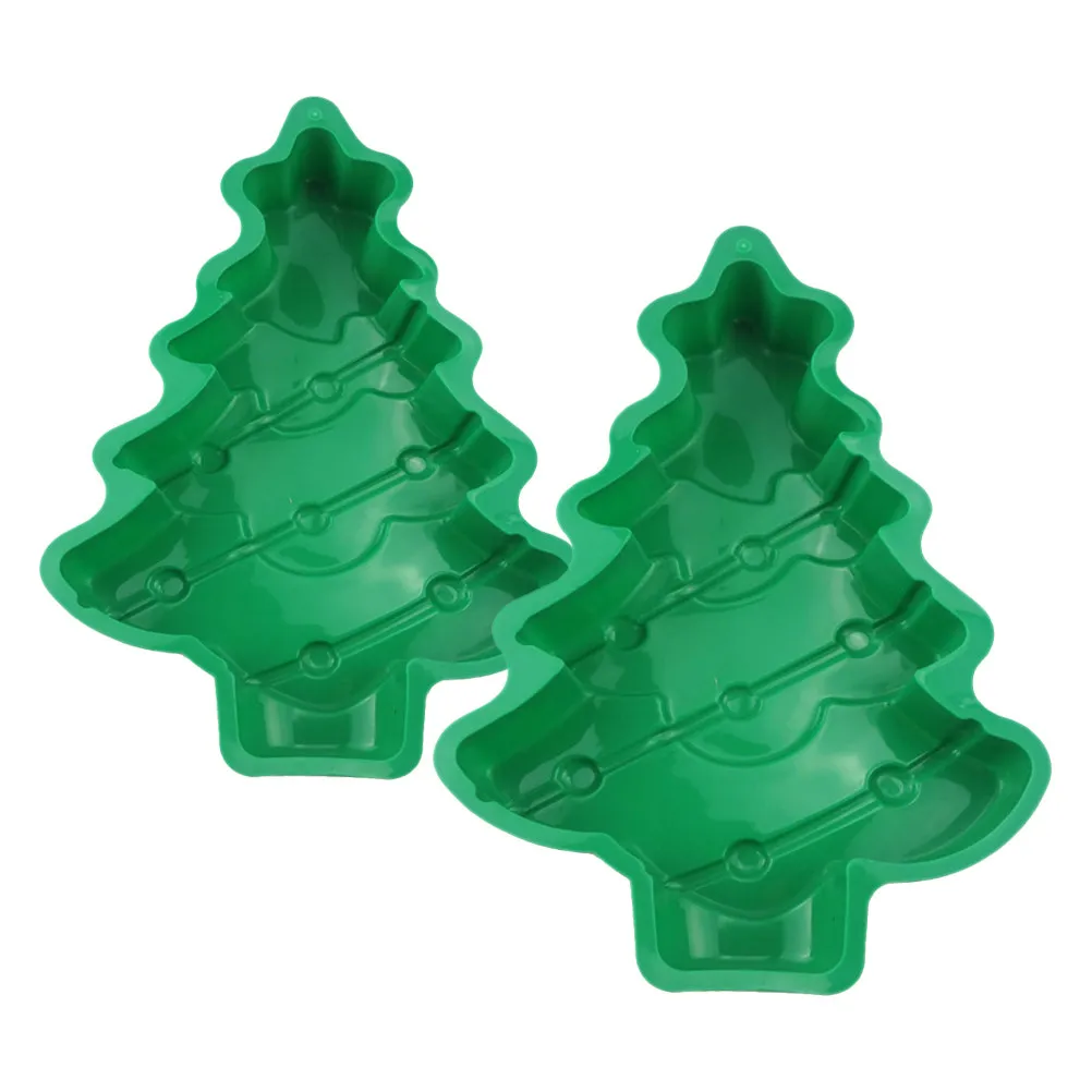

2Pcs Christmas Tree Silicone Mold Oven-Safe Baking Pan Flexible Reusable Cake Pan for Candies Muffins Cupcakes Holiday Party