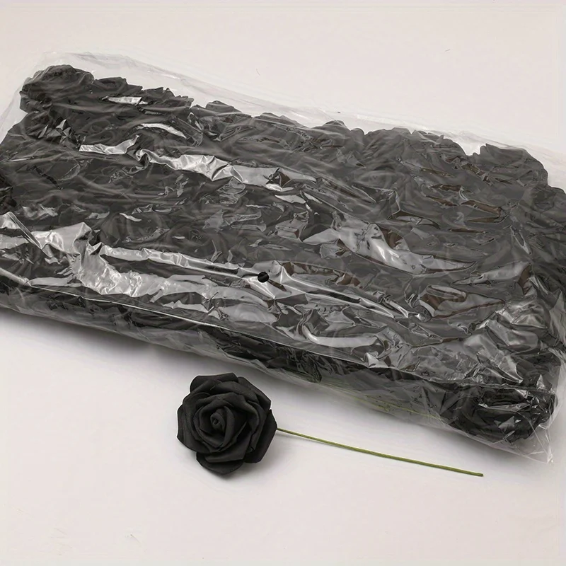 50 teile/paket Weiß PE Rose Künstliche Blume Kopf Mit Stiel DIY Bouquet Hochzeit Party Dekoration Sammelalbum Liefert