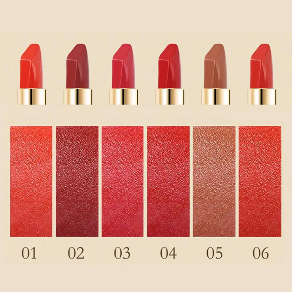 Lápiz labial de estilo chino tradicional, pintalabios rojo liso, suave, mate, 6 colores, maquillaje de labios chino, resistente al agua de larga duración