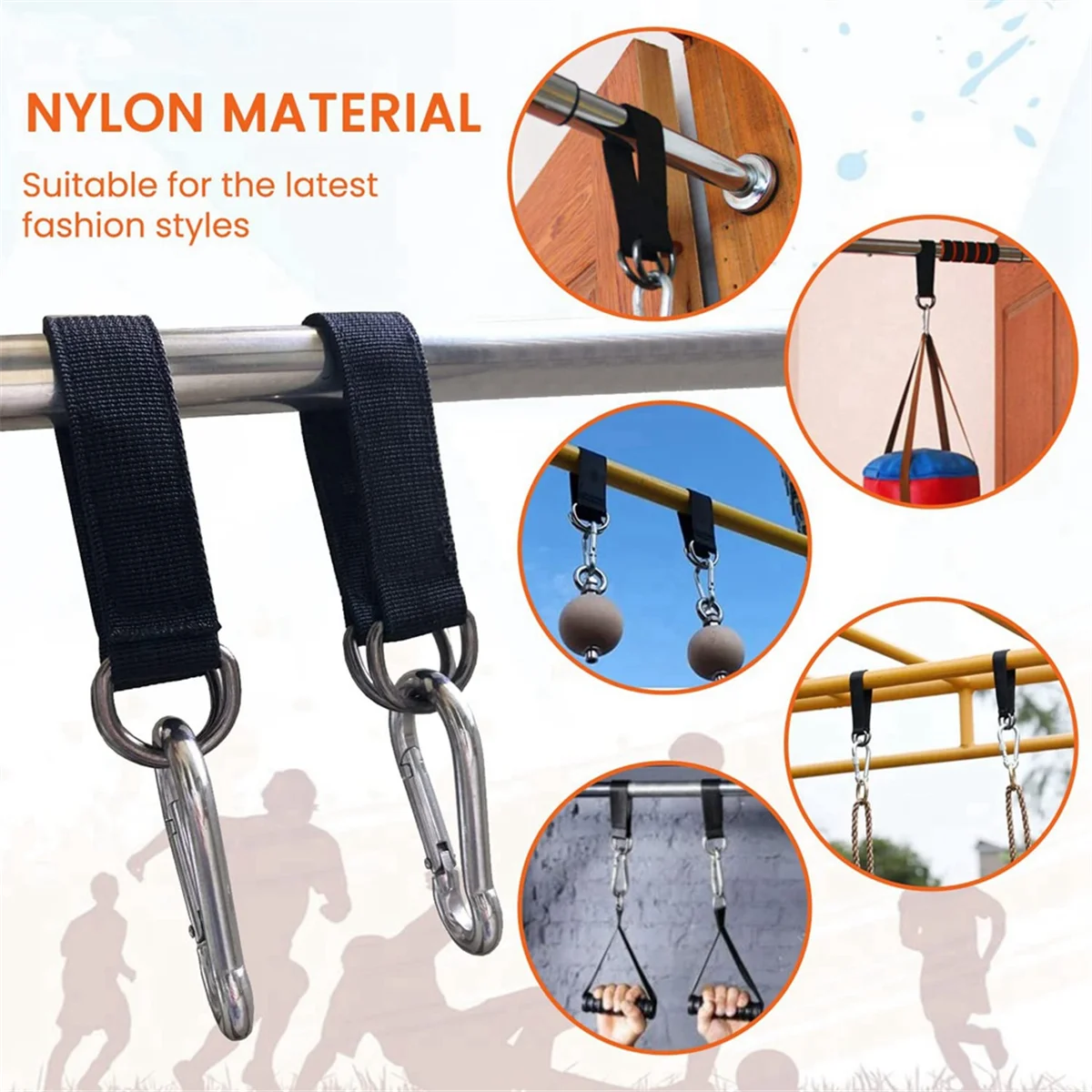 AT42 2 шт. ремни для качелей на дерево, подвесной комплект с 2 карабинами, удлинительный ремень с одной планкой, 2,4 м