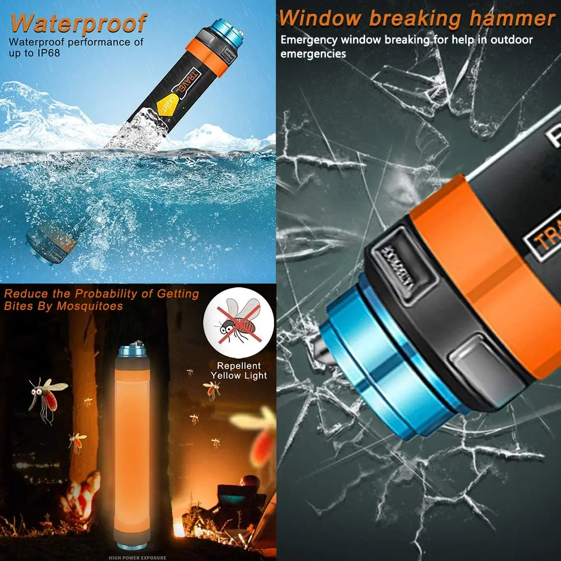 ZK30 Portable LED Camping Light Tent Lamp USB Rechargeable Waterproof Lantern Flashlight Hanging Magnetic