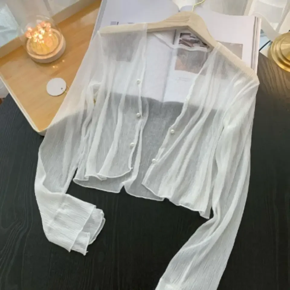 

Stylish Clothing Stylish Women's Mesh Sheer with Uv Button Down Long Sleeve for Summer