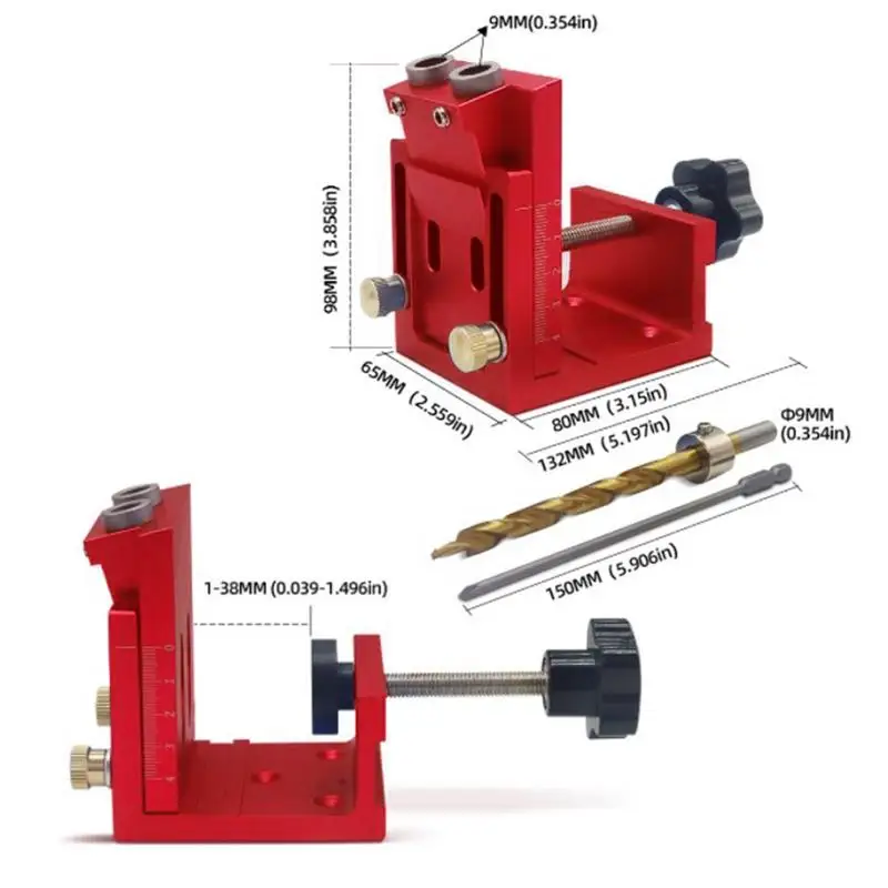 Imagem -06 - Kit de Gabarito para Buraco de Bolso Guia de Broca Inclinada Ferramenta Conjunta Ângulo Preciso Localizador de Carpintaria Gabarito Guias de Madeira para Emenda de Madeira