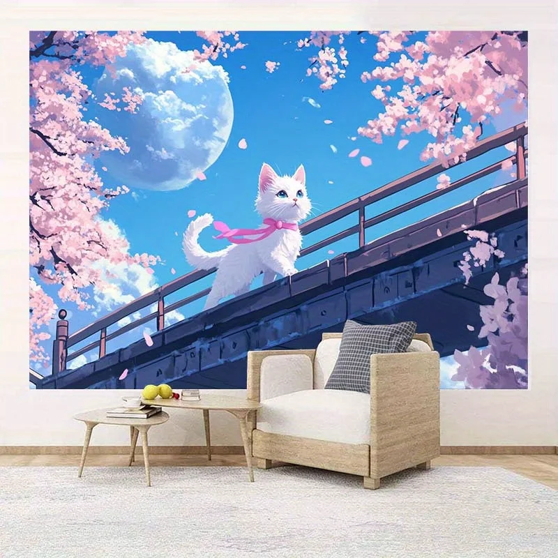 قطعة واحدة مسطحة ثنائية الأبعاد، خلفية عيد الحب، مناسبة لغرفة النوم، غرفة التأمل، حدث الشرفة، لا يتطلب مصدر طاقة