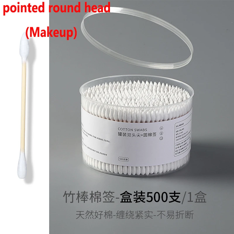500pcs Boxed Cosmetic Cotton Double Head Cotton Swab Women Makeup Cotton Buds  For Wood Sticks Nose Ears Cleaning Tools
