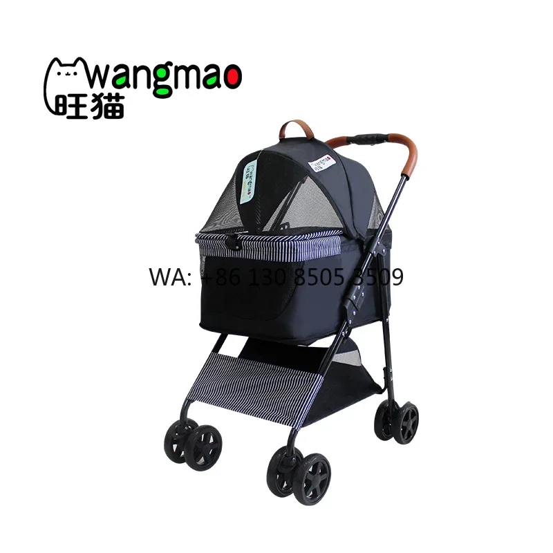 Adjustable One -key Folding Smoothly Pet Trolley Cart Outdoor Activity Pet Stroller with Brake