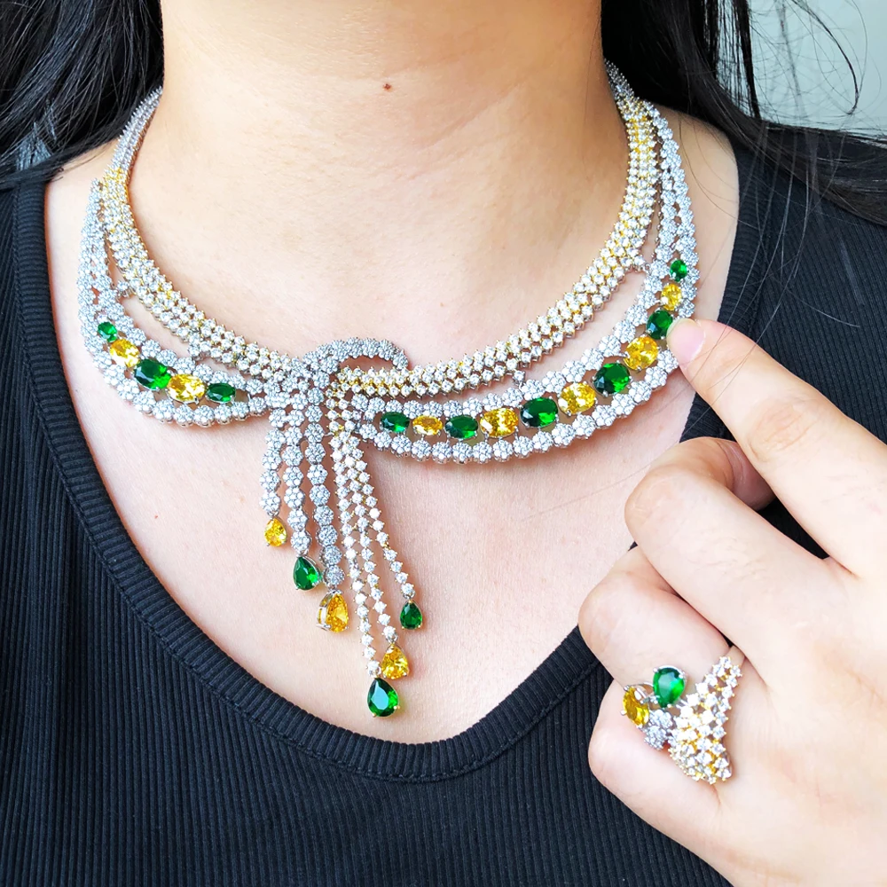 

GODKI Famous Brand Green CZ Luxury African Jewelry Sets For Women Wedding Party Zircon Crystal Dubai Bridal Jewelry Set Gift