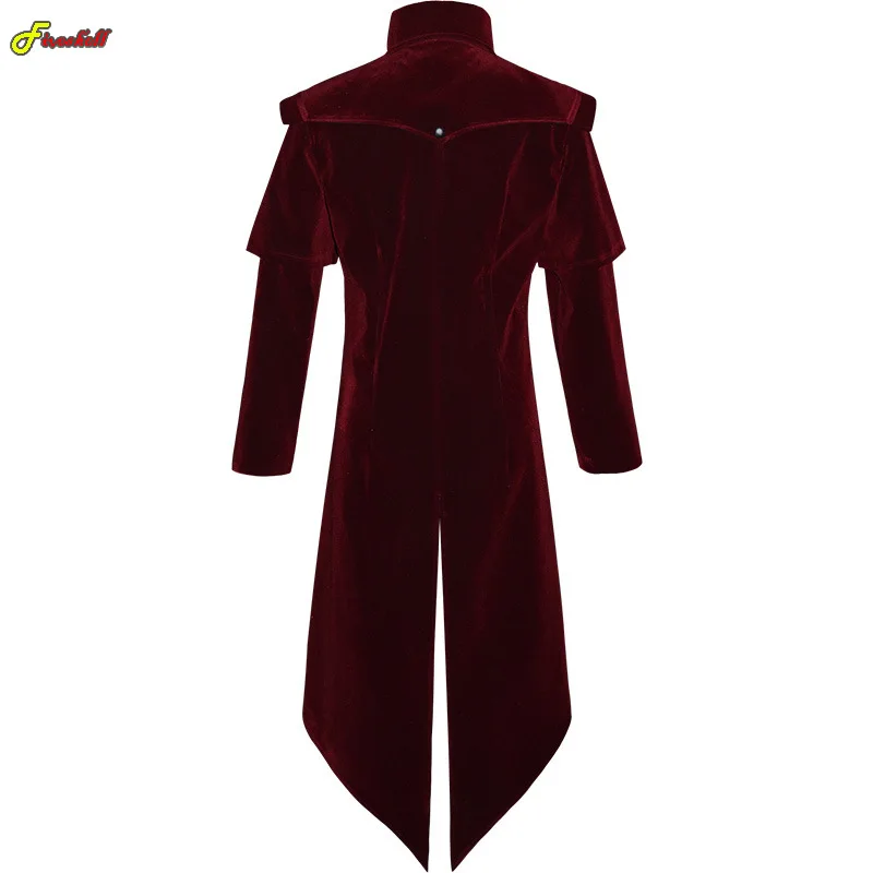 Gótico medieval steampunk castelo vampiro diabo vermelho casaco cosplay traje vitoriano luxo smoking terno trench jackets