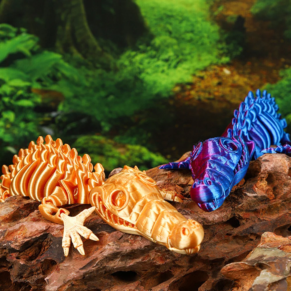 3D Printed Model Crocodiles Toys Multi-joint Movable Animal Figures Ornament Decorative Desktop Creativity Kids Gift Novelty Toy