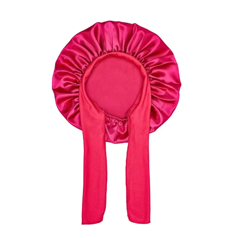 Tie Band Satin Bonnet Wide Band Printed Design Hair Protection Bonnet Frizz Reduction Adjustable Elastic Children Hair Bonnet