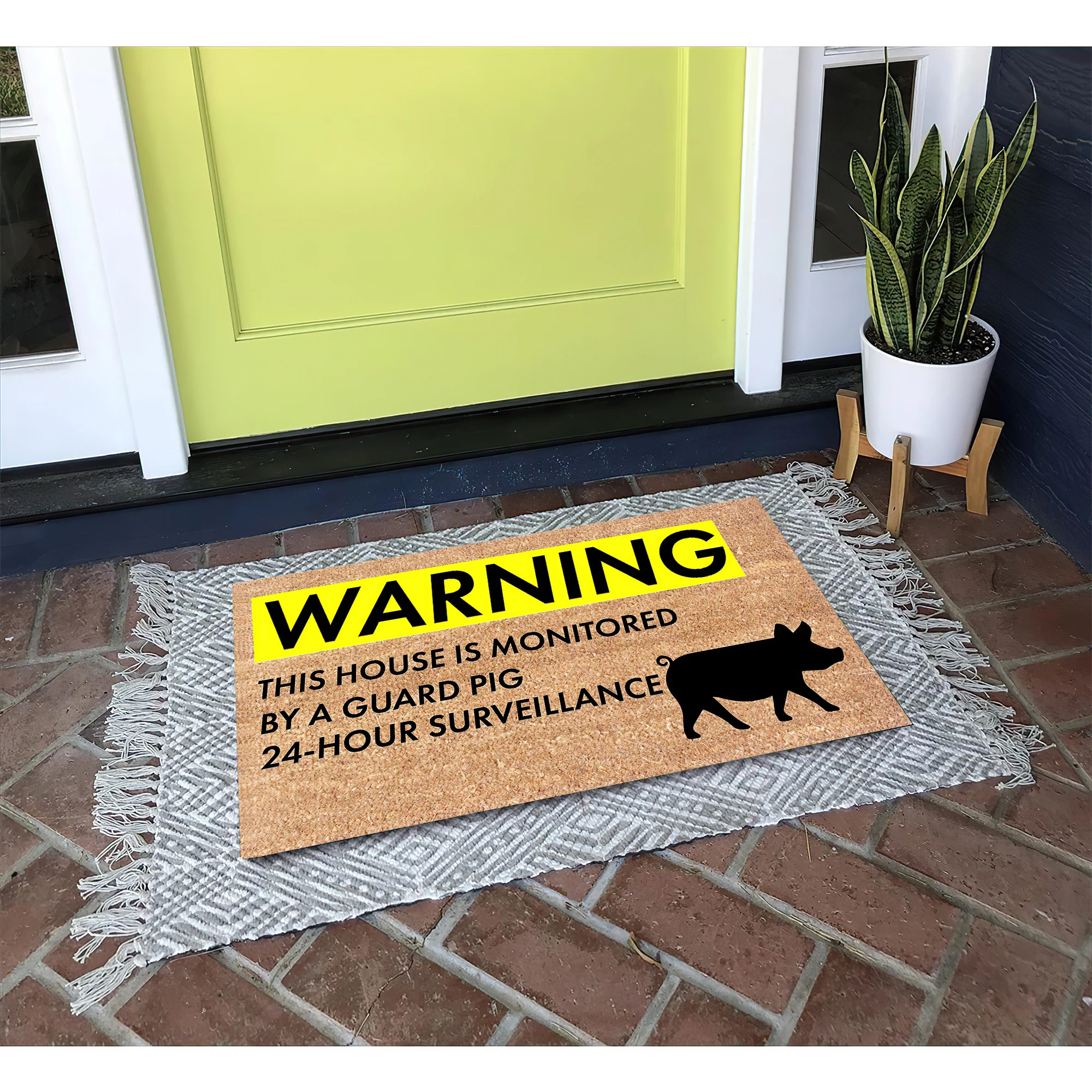 This House Is Monitored By A Guard Pig Doormat Rubber Kitchen Mat Garden Garage Door Floor Mat Non-Slip Carpet Entrance Rug